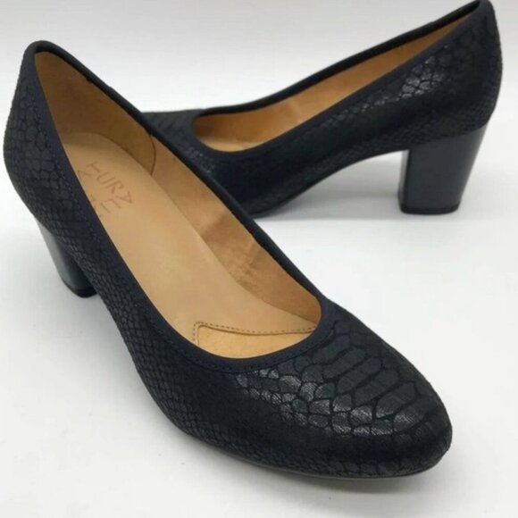 Naturalizer Shoes Naomi Snakeskin Pump Shoes Heel Black Size 40M - Picture 1 of 12